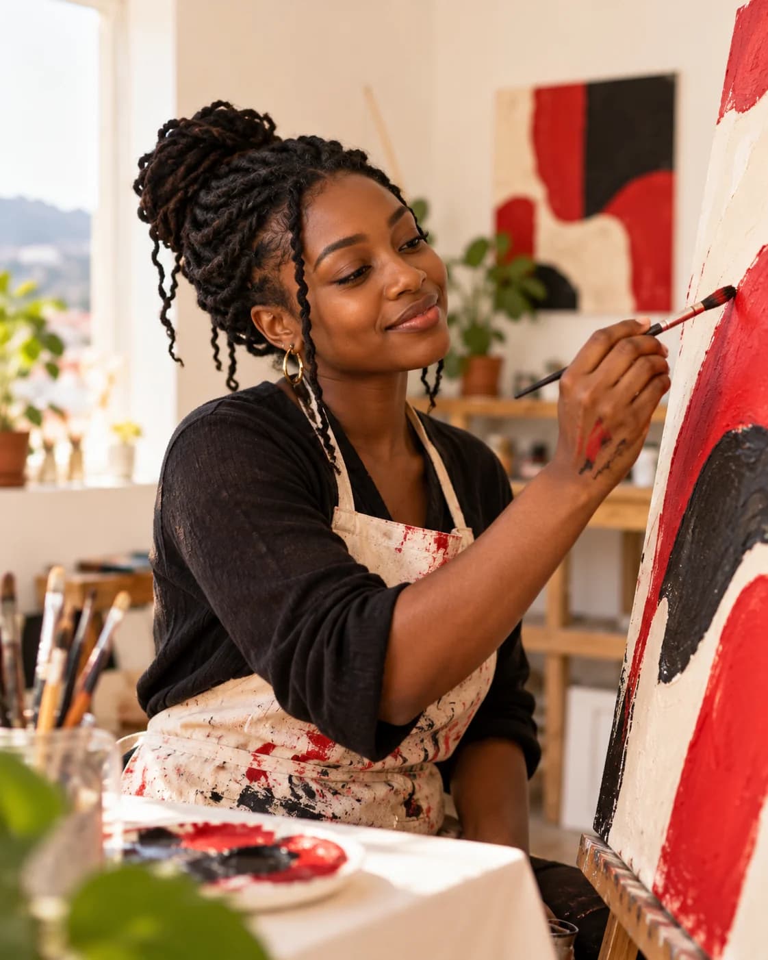 A painter in her studio